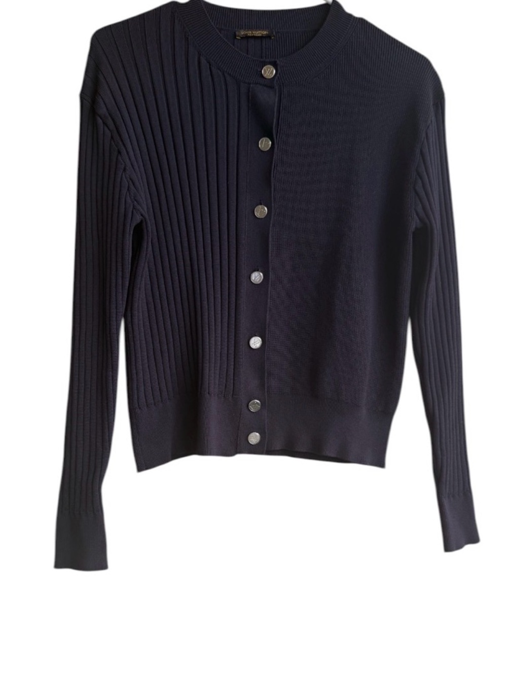 Louis Vuitton Navy Ribbed Button-Front Cardigan